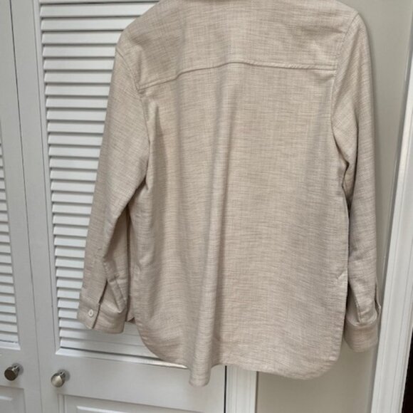 ✨ Banana Republic Hopsack Shirt Jacket Light Tan M petite Jacket - Picture 5 of 7